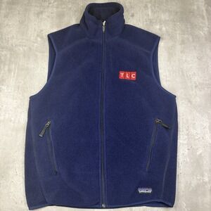 Patagonia Synchilla Fleece Vest Mens M Blue Full Zip TLC Logo Retro Outdoor